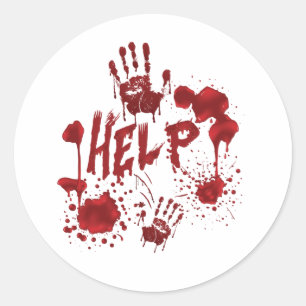 Hilfe Bloody Handprint Halloween Kostümanpassung Runder Aufkleber
