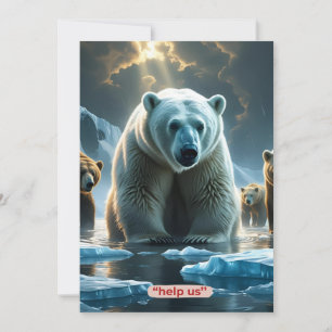 Hilfe - Eisbären auf dünnen Eisen Feiertagskarte