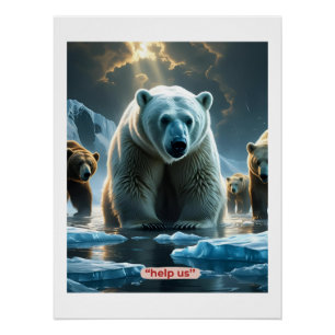 Hilfe - Eisbären auf dünnen Eisen Poster