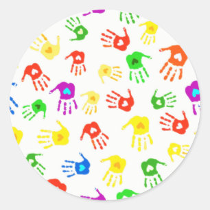 Hilfe für die Hände! Runder Aufkleber