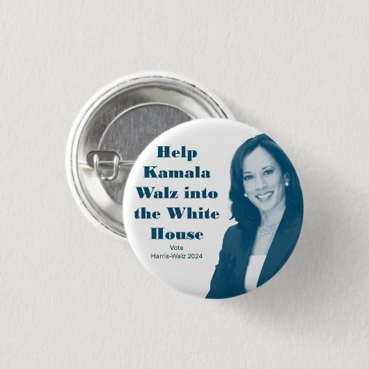 Hilfe für Kamala Walz im Weißen Haus Button (Vorne & Hinten)