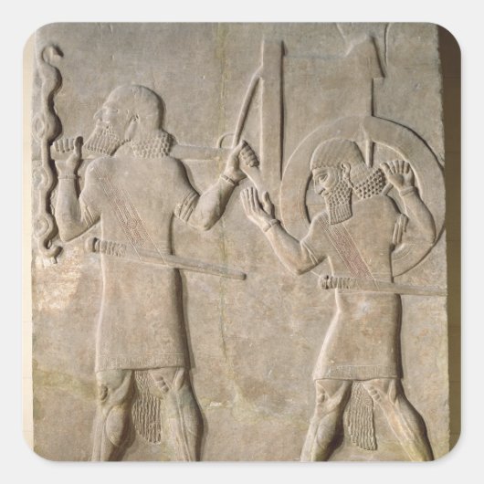 Hilfe für zwei Soldaten Quadratischer Aufkleber (Vorderseite)