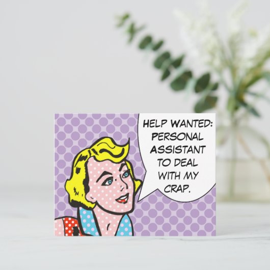 Hilfe Gewollt Funny Comic Book Postcard Postkarte (Stehend Vorderseite)