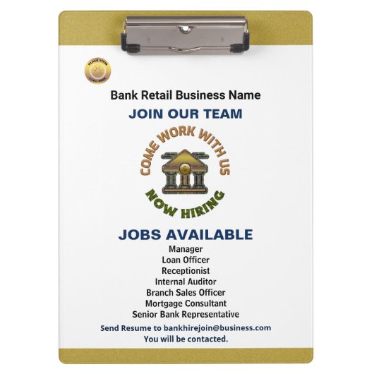 Hilfe Gewollt Jetzt Mitarbeiter einstellen Logo fü Klemmbrett (Vorderseite)