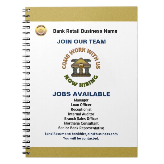 Hilfe Gewollt Jetzt Mitarbeiter einstellen Logo fü Notizblock (Vorderseite)