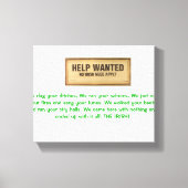 HILFE GEWOLLT, OHNE IRISH, DIE IRISH-EINNAHMEN ANW LEINWANDDRUCK (Vorderseite)