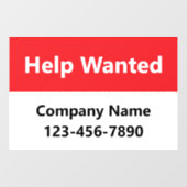 Hilfe Gewollt Red & White Company Name Telefonnumm Fensteraufkleber (Blatt)