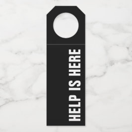 HILFE IST HIER auf schwarz Flaschenanhänger