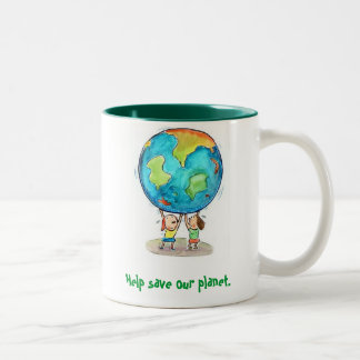 Hilfe retten unseren Planeten. Tasse
