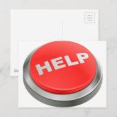 Hilfe - Roter Button Postkarte (Vorne/Hinten)