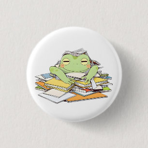 Hilfe senden Frösche in Papierkram begraben Kawaii Button