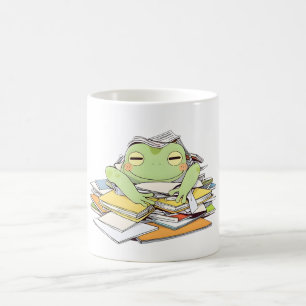 Hilfe senden Frösche in Papierkram begraben Kawaii Kaffeetasse