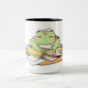 Hilfe senden Frösche in Papierkram begraben Kawaii Zweifarbige Tasse