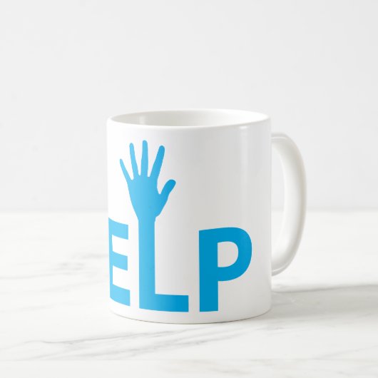 Hilfe Typografie Coffee Tasse (VorderseiteRechts)