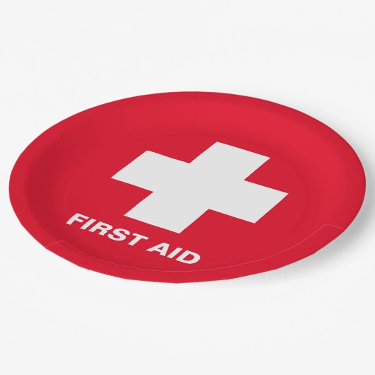 Hilfe und Party für Erste Hilfe und Soforthilfe Pappteller (Schrägansicht)
