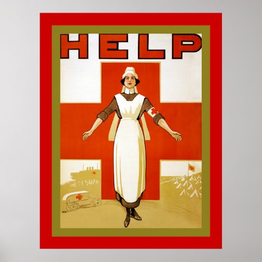 Hilfe ~ Vintage Krankenschwester ~ Erster Weltkrie Poster (Vorne)