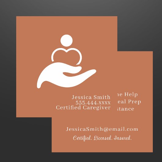Hilfe zur beruflichen Betreuung von Zuhause Quadratische Visitenkarte