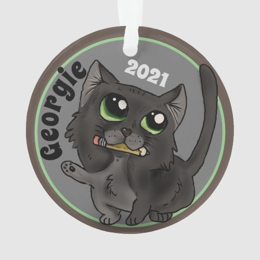 Hilfreiche Studie Cat Custom Ornament (Rückseite)