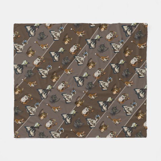 Hilfreiche Studie Katzen Fleecedecke (Vorderseite (Horizontal))