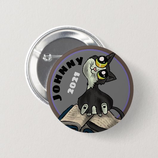 Hilfreiche Studie Katzenmassgeschneidert Button (Vorne & Hinten)