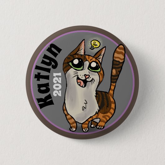 Hilfreiche Studie Katzenmassgeschneidert Button (Vorderseite)