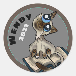 Hilfreiche Studie Katzenmassgeschneidert Runder Aufkleber