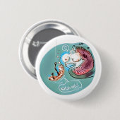 hilfreicher Fisch-Regenwurm lustiger Cartoon Button (Vorne & Hinten)