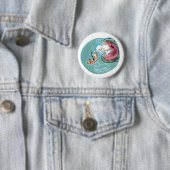 hilfreicher Fisch-Regenwurm lustiger Cartoon Button (Beispiel)