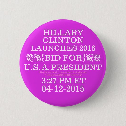 HILFSLAUNCHS BID FÜR PRÄSIDENT 04-12-2015 Buttone Button (Vorderseite)
