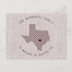 Hill Country Rose Linen und Heart Texas Moving Ankündigungspostkarte