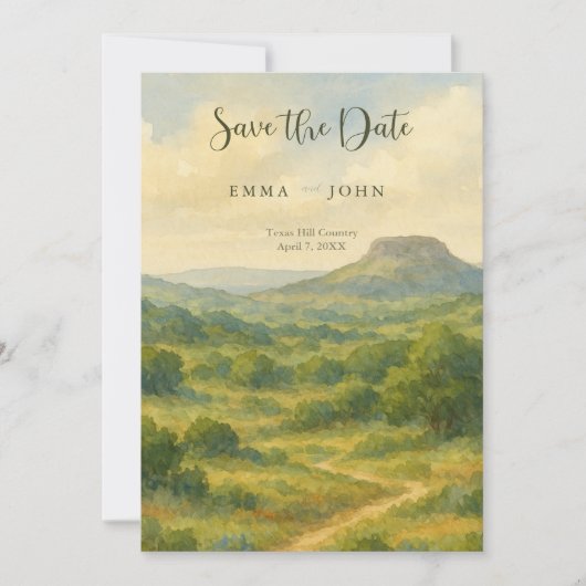 Hill Country Texas Unique Save the Date Einladung (Vorderseite)