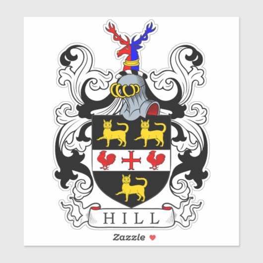 Hill Familienwappen Aufkleber (Blatt)
