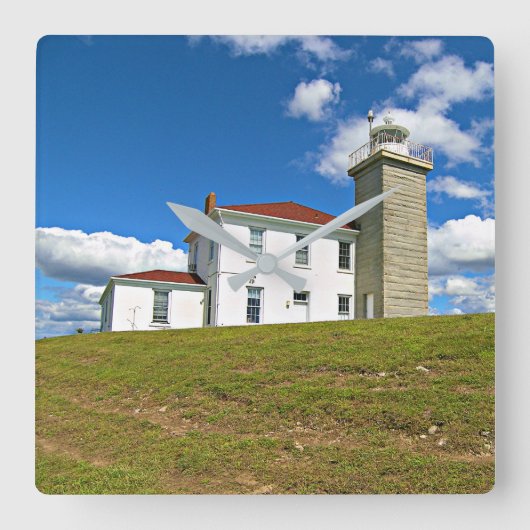 Hill Lighthouse, Rhode Island Wall Clock Quadratische Wanduhr (Vorderseite)