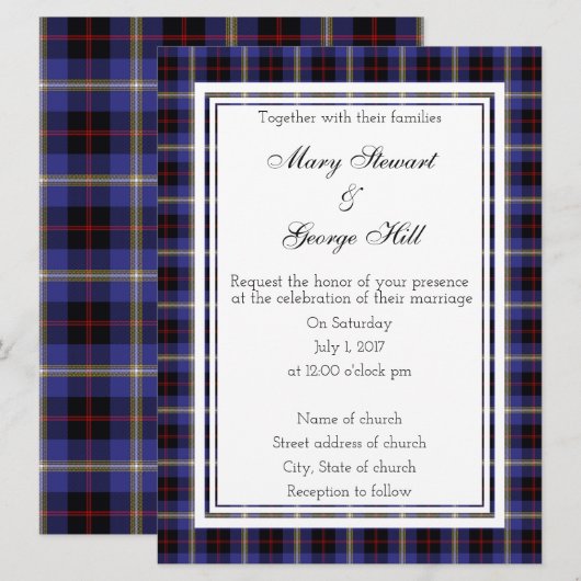 Hill Scottish Wedding Einladung (Vorne/Hinten)