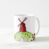 Hill with Windmill & Flowers Mug Kaffeetasse (VorderseiteRechts)