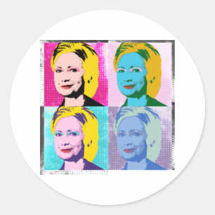 hillary 2016 pop art - - runder aufkleber