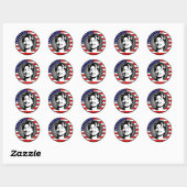 Hillary clinton 08. us Fahne. Runder Aufkleber (Blatt)