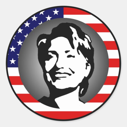 Hillary clinton 08. us Fahne. Runder Aufkleber (Vorderseite)