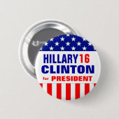 HILLARY CLINTON 2016 BUTTON (Vorne & Hinten)