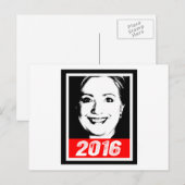 HILLARY CLINTON 2016 INK ART.png Postkarte (Vorne/Hinten)