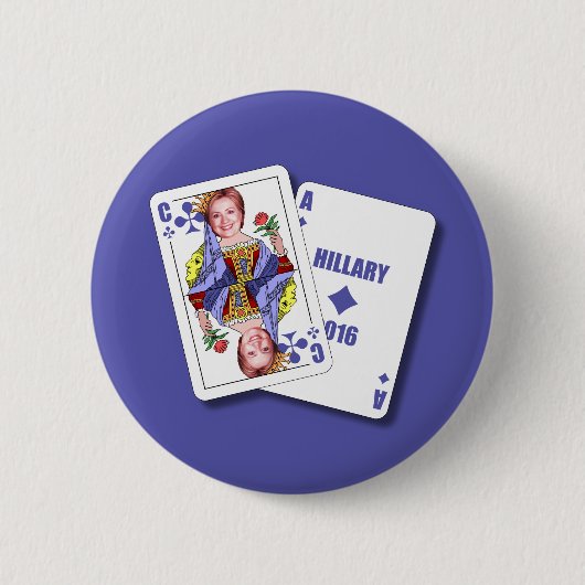 Hillary Clinton als Blackjack-Karten für Button (Vorderseite)