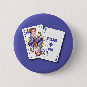 Hillary Clinton als Blackjack-Karten für Button