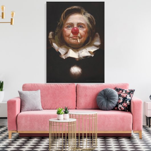 Hillary Clinton Clown von Tony Pro Leinwanddruck (Insitu (Wohnzimmer))
