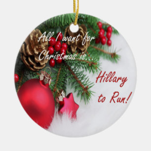 Hillary Clinton-Feiertags-Verzierung Keramikornament