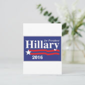 Hillary Clinton für Präsident 2016 Postkarte (Stehend Vorderseite)