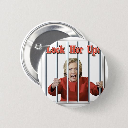 Hillary Clinton hinter Gittern Button (Vorne & Hinten)