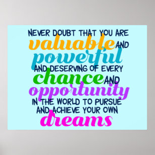 Hillary Clinton Inspirational Dreams Quote Poster