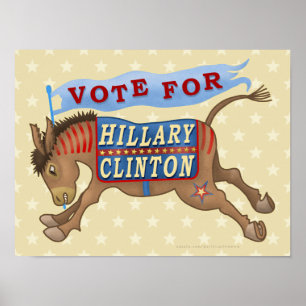 Hillary Clinton Präsident 2016 Demokrat Donkey Poster