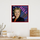 Hillary Clinton Pres, Flag & Kümmre Words Poster (Küche)