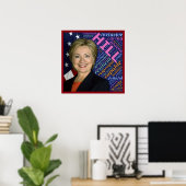 Hillary Clinton Pres, Flag & Kümmre Words Poster (Heimbüro)